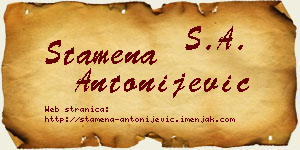 Stamena Antonijević vizit kartica